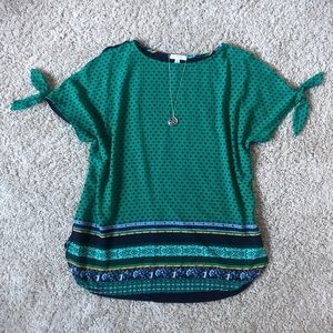 Bold Boho Cold-Shoulder Blouse w/ Tie Sleeves